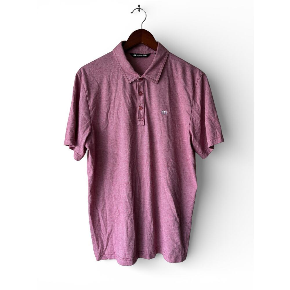 Travis Mathew Men's The Zinna Golf Polo Shirt Size L Red White Striped